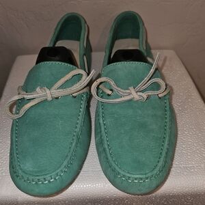 Turquoise Cole Haan Suade Round-toed Loafers